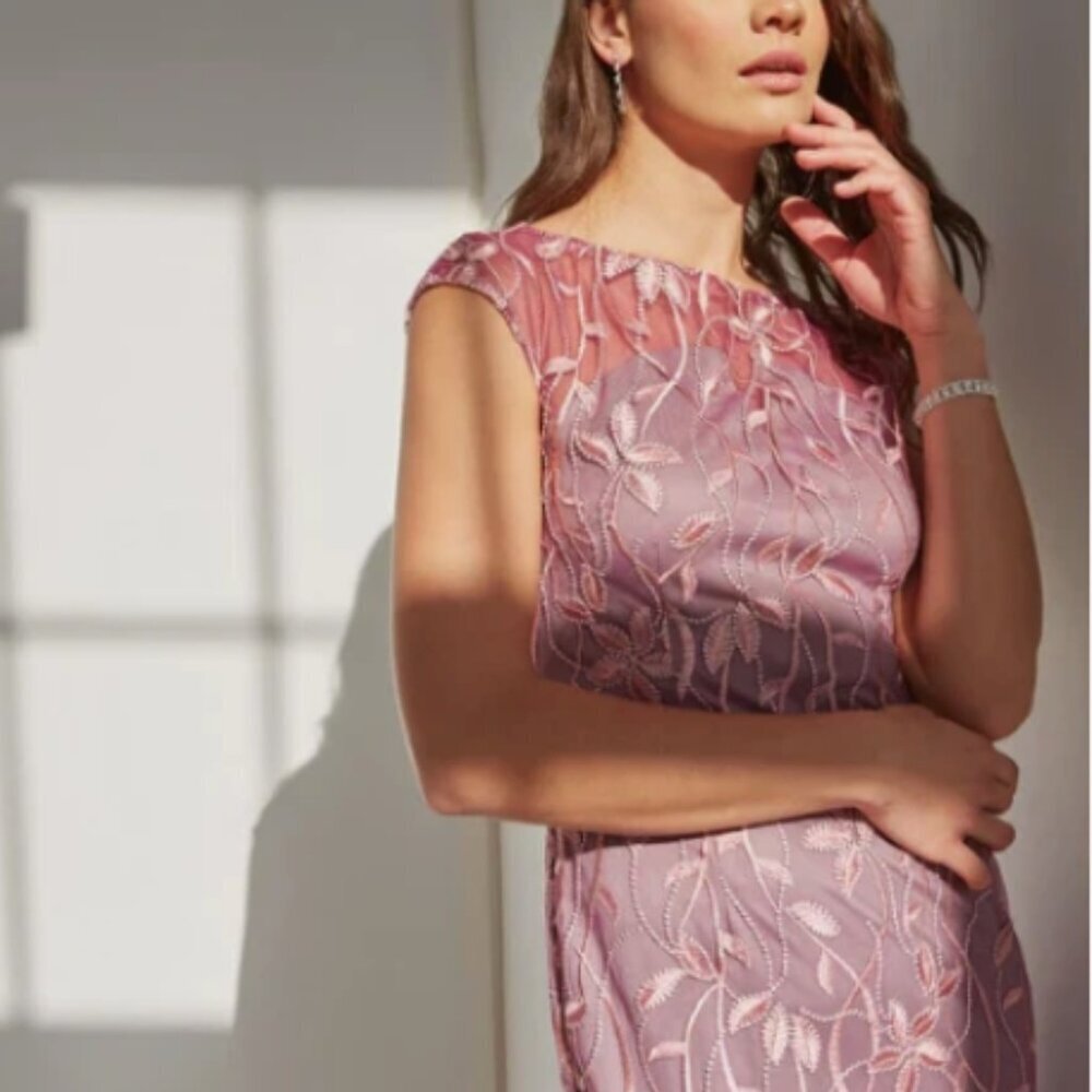 Js Collections Embroidered Mesh Cap Sleeve Evenin… - image 6